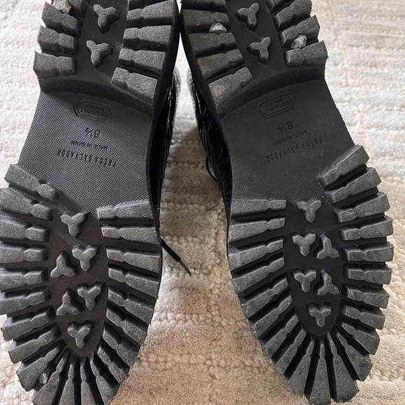 Freda Salvador Emi Embossed Leather Combat Boots - Picture 4 of 5